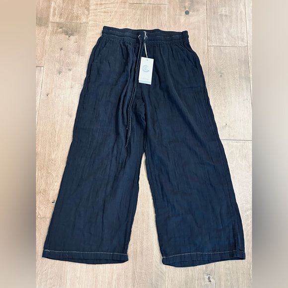 Calme by Johnny Was Black Cropped drawstring lightweight Pants large - Picture 2 of 6